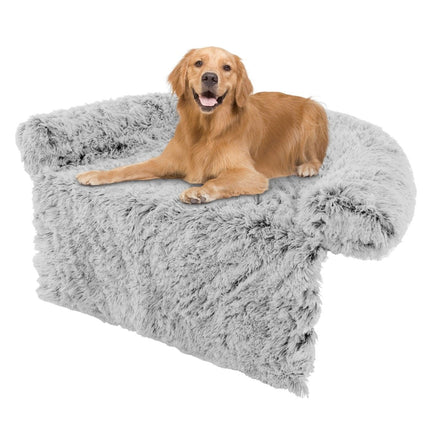 Plyšový pelíšek pro psy s protiskluzovou základnou, snímatelným pratelným potahem a měkkým krčním válečkem, velký 115 x 120 cm, šedo-bílý