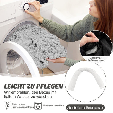Plyšový pelíšek pro psy s protiskluzovou základnou, snímatelným pratelným potahem a měkkým krčním válečkem, malý 101 x 89 cm, šedo-bílý