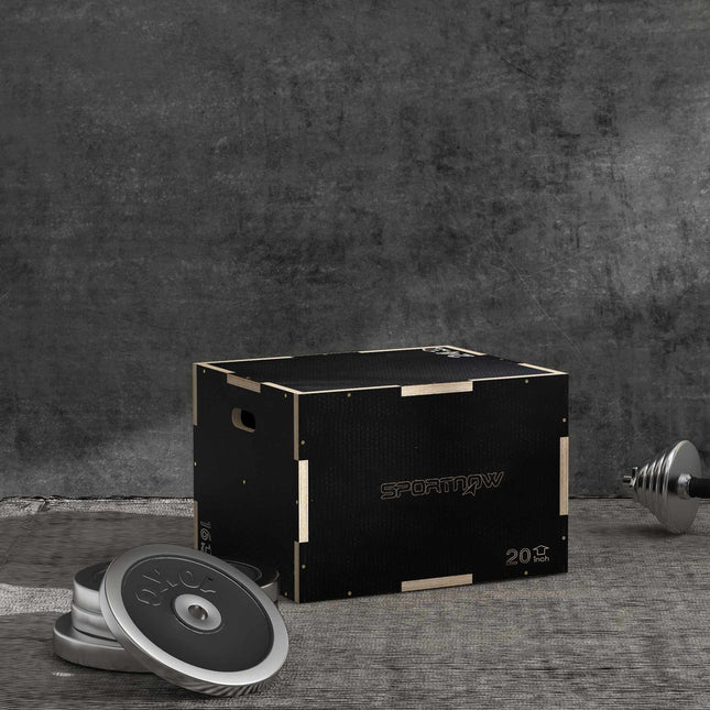 Plyo box, 3 výšky, 61x51x41 cm, černý, nosnost 120 kg