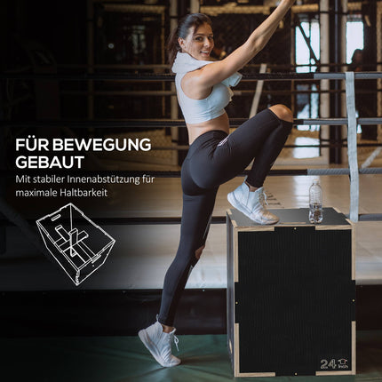 Plyo Box, 3 Heights, 61x51x41 cm, Black, 120 kg Capacity