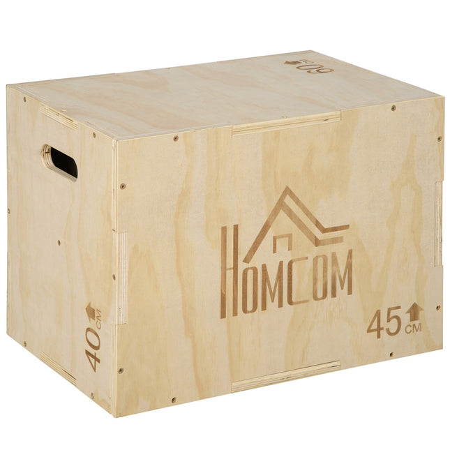 Plyo Box, hout, 3 hoogtes, 45x40x60 cm
