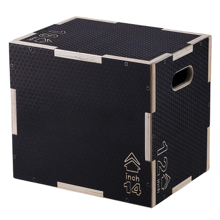 Plyometric Jump Box, 3-In-1 16-14-12 In Wooden Anti-Slip