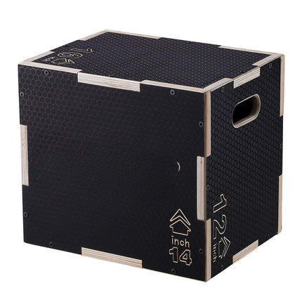 Plyometric Jump Box, 3-In-1 16-14-12 In Wooden Anti-Slip