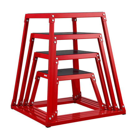 Plyometric Jump Box Set, 12-30 Inch, Anti-Slip, Red