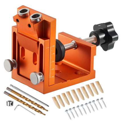 Pocket Hole Jig Kit, 12–48 mm Adjustable, Drill Bit Set