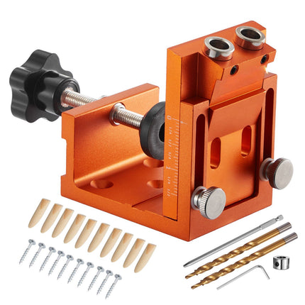 Pocket Hole Jig Kit, 12–48 mm Adjustable, Drill Bit Set