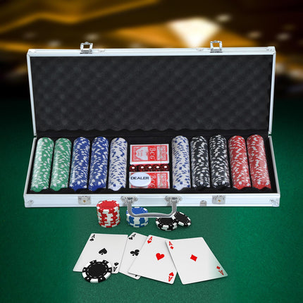 Pokerová sada 500 dílů s hliníkovým kufříkem a kostkami