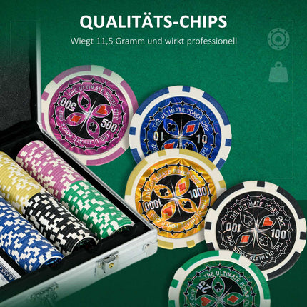 Sada pokerových žetonů 300 dílů 11.5G se zámkem a příslušenstvím