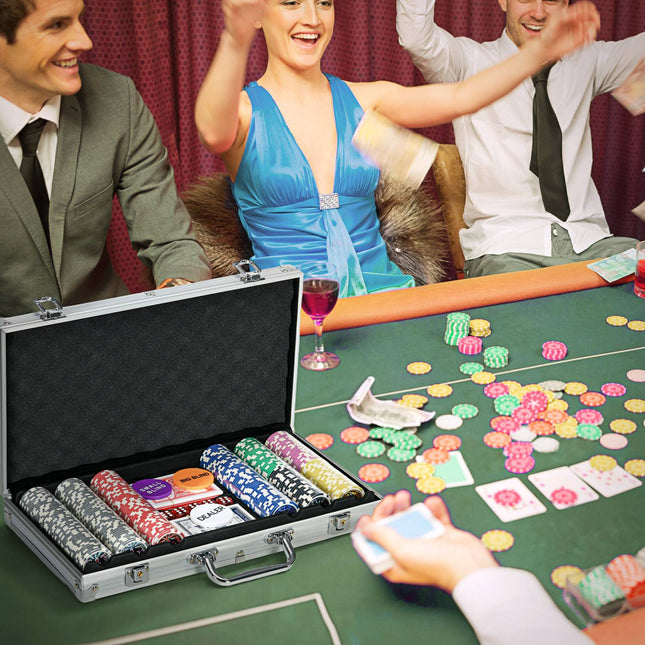 Sada pokerových žetonů 300 dílů 11.5G se zámkem a příslušenstvím
