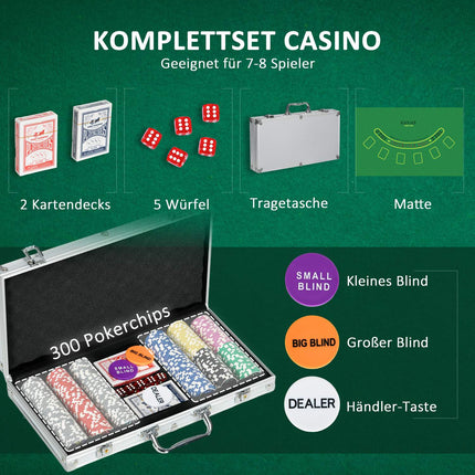 Sada pokerových žetonů 300 dílů 11.5G se zámkem a příslušenstvím