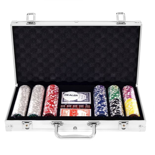 Sada pokerových žetonů, 300 žetonů, hliníkový kufřík – Texas Hold'em