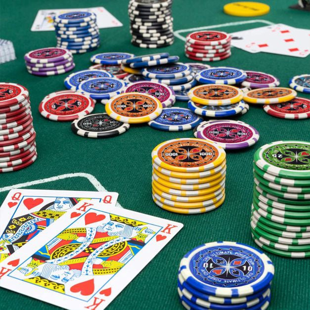 Sada pokerových žetonů, 300 žetonů, hliníkový kufřík – Texas Hold'em