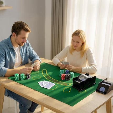 Pokerová sada s 300 žetony, 2 balíčky karet, kostky, kufřík pro 8 hráčů