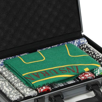 Pokerová sada se 400 žetony, hrací podložkou a hliníkovým kufříkem