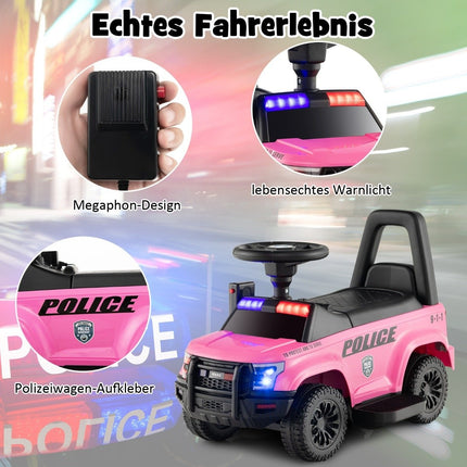 Policejní elektrické auto pro děti 6V elektrické dětské auto s úložným prostorem růžové