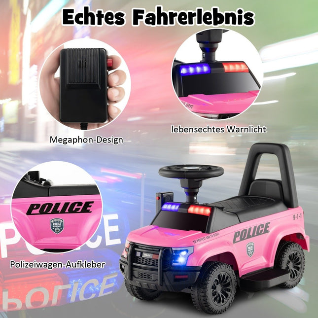 Policejní elektrické auto pro děti 6V elektrické dětské auto s úložným prostorem růžové