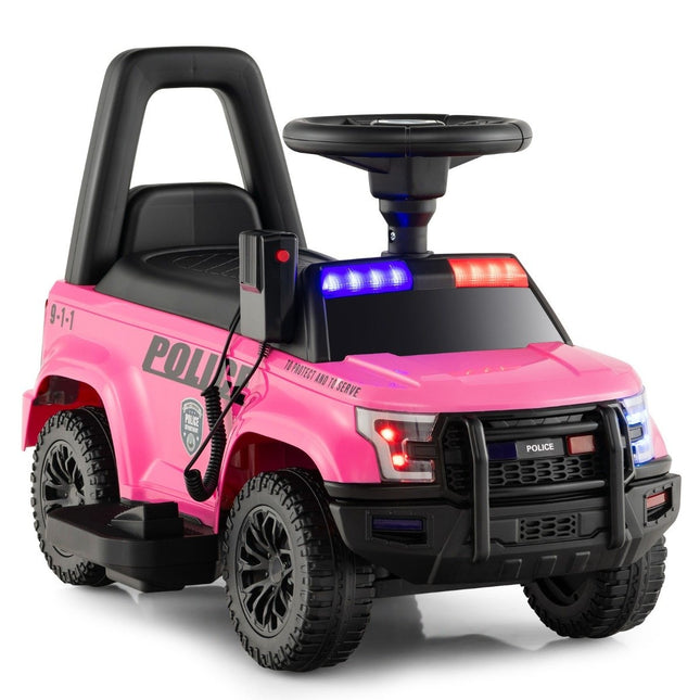 Policejní elektrické auto pro děti 6V elektrické dětské auto s úložným prostorem růžové