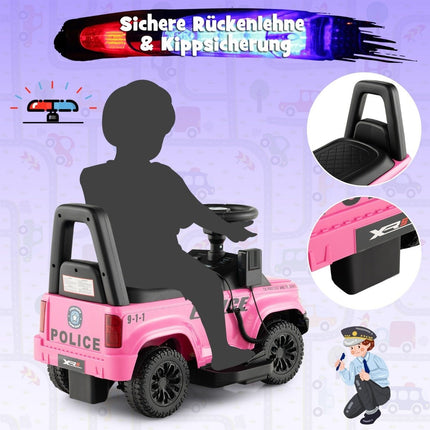 Policejní elektrické auto pro děti 6V elektrické dětské auto s úložným prostorem růžové