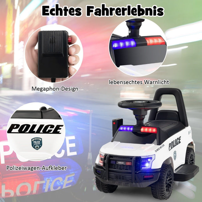 Policejní elektrické auto pro děti 6V elektrické dětské auto s úložným prostorem bílé