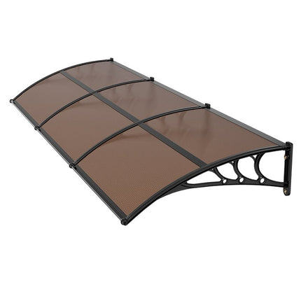 Polycarbonate Door Awning 38 x 117 In, Brown, Drainage