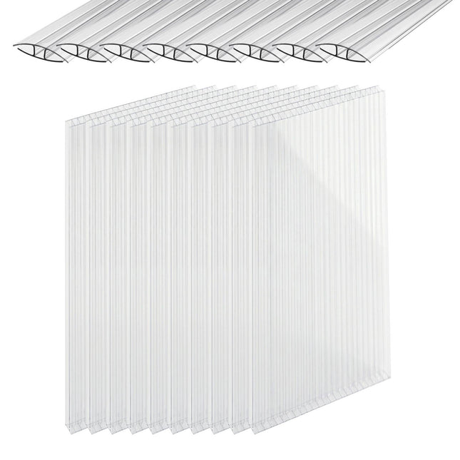 Polycarbonate Greenhouse Panels, 10-Pack, 121x60.5 cm