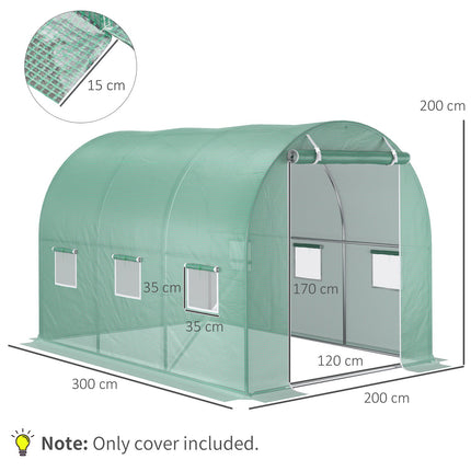 Garden tunnel film in polyethylene, 3x2x2m, 6 windows