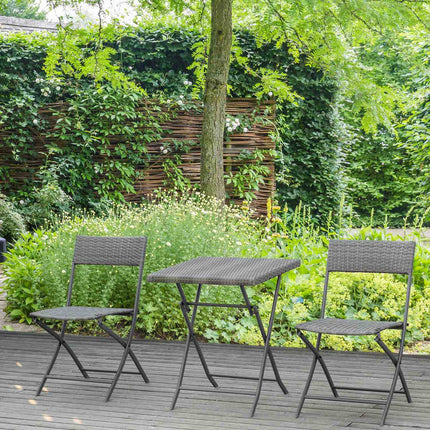 Ratanový bistro set pro 2 - venkovní nábytek z šedého polyratanu