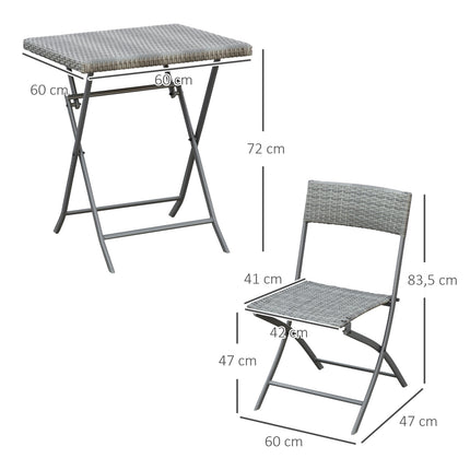 Ratanový bistro set pro 2 - venkovní nábytek z šedého polyratanu