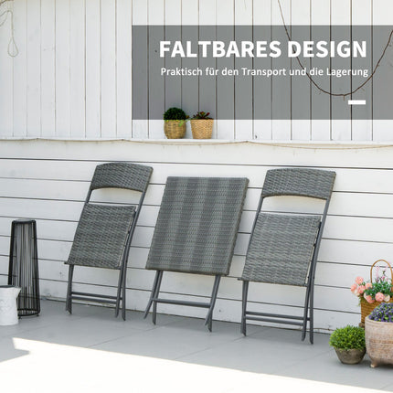 Ratanový bistro set pro 2 - venkovní nábytek z šedého polyratanu