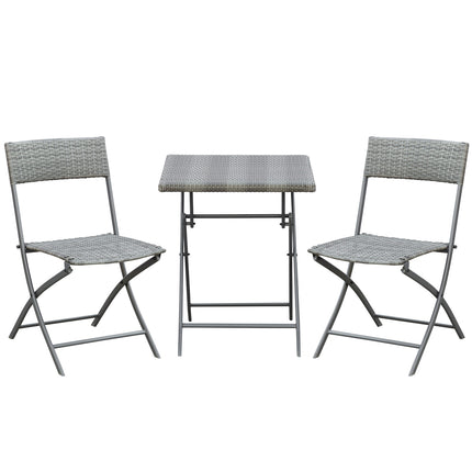 Ratanový bistro set pro 2 - venkovní nábytek z šedého polyratanu