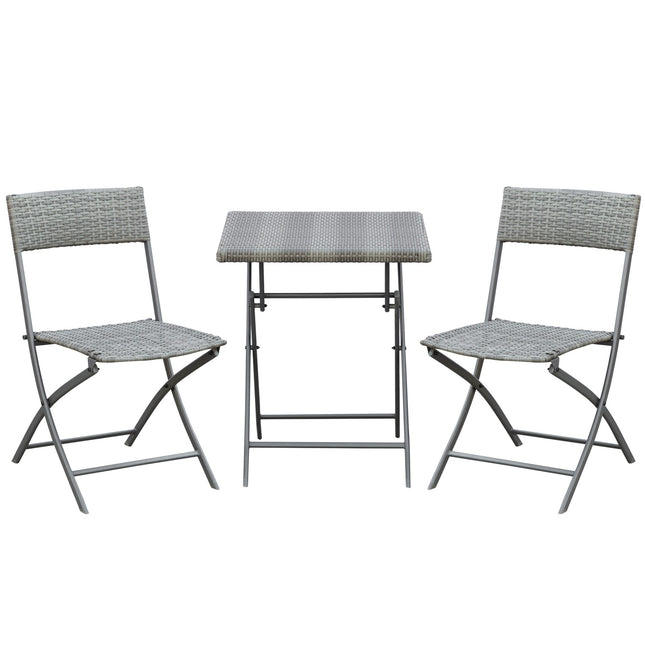 Polyrattan Bistroset 2 Personen Rotan Tuinmeubelen Grijs