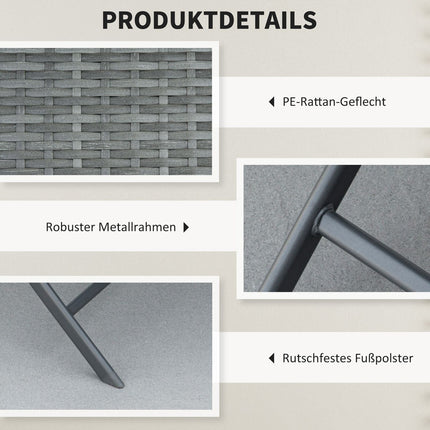 Ratanový bistro set pro 2 - venkovní nábytek z šedého polyratanu