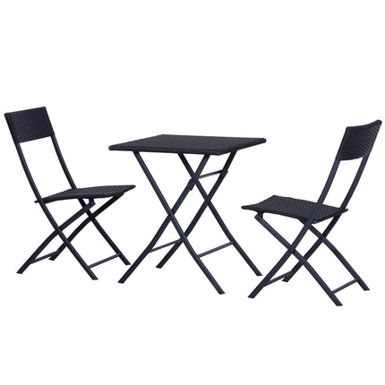 Černý ratanový bistro set pro 2 - zahradní nábytek z polyratanu