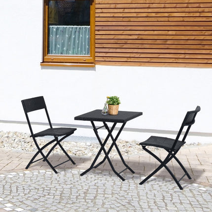 Černý ratanový bistro set pro 2 - zahradní nábytek z polyratanu