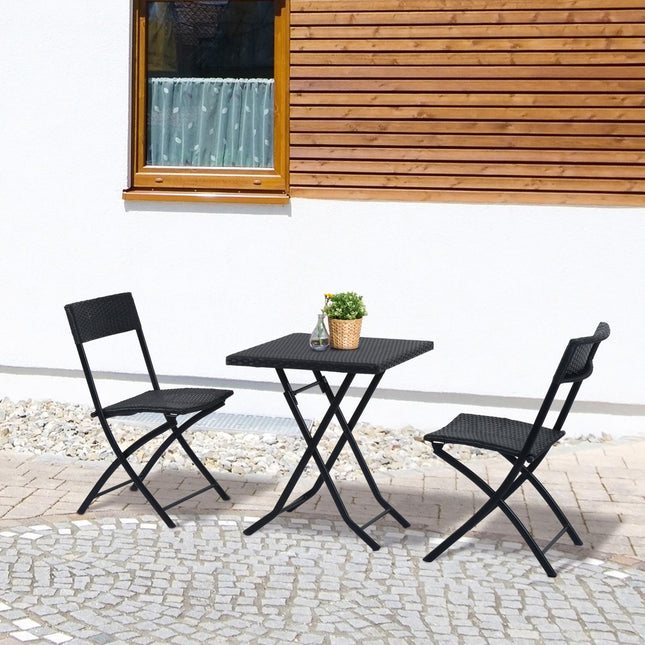 Černý ratanový bistro set pro 2 - zahradní nábytek z polyratanu