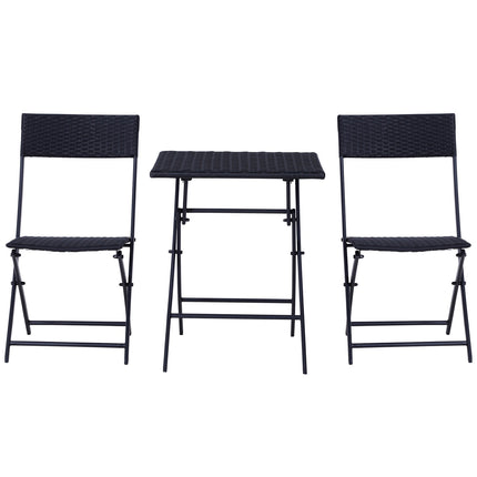Černý ratanový bistro set pro 2 - zahradní nábytek z polyratanu