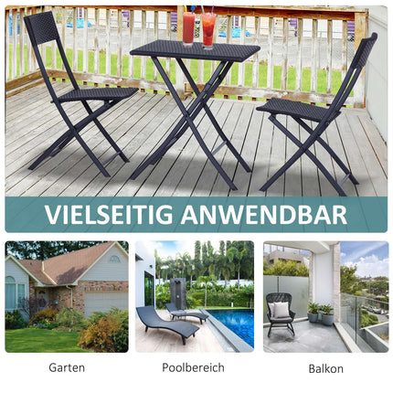 Černý ratanový bistro set pro 2 - zahradní nábytek z polyratanu