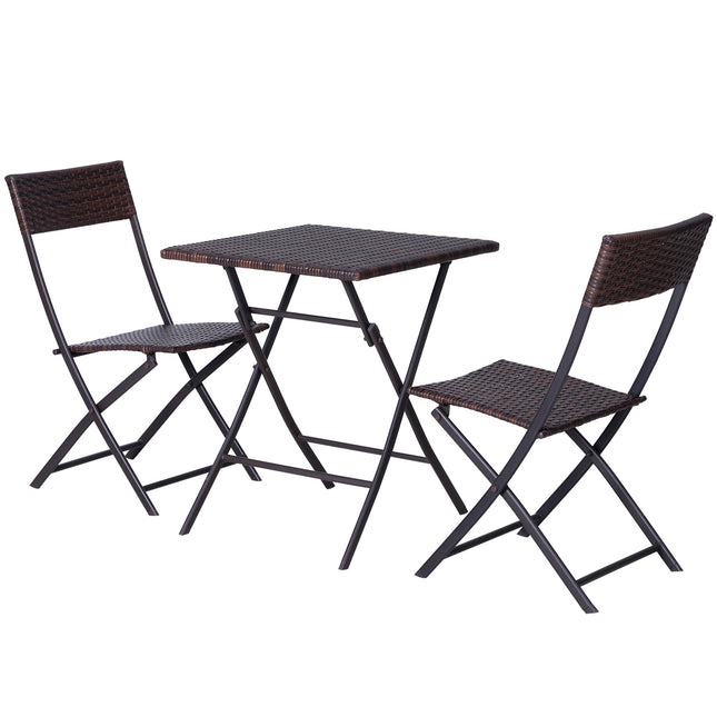 Hnědý bistro set z polyratanu pro 2 – zahradní nábytek