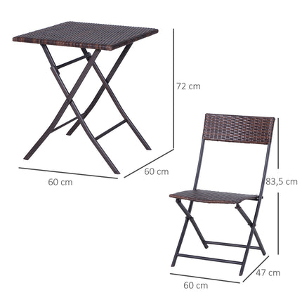 Hnědý bistro set z polyratanu pro 2 – zahradní nábytek