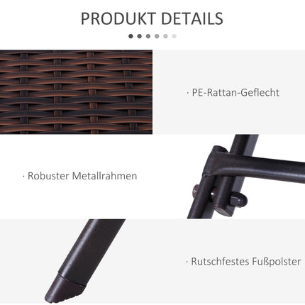 Hnědý bistro set z polyratanu pro 2 – zahradní nábytek