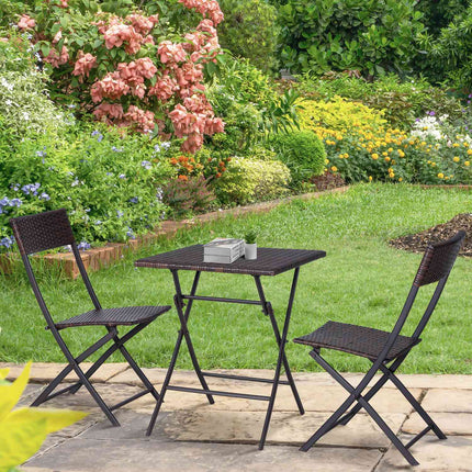 Hnědý bistro set z polyratanu pro 2 – zahradní nábytek