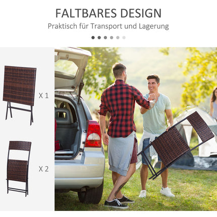 Hnědý bistro set z polyratanu pro 2 – zahradní nábytek