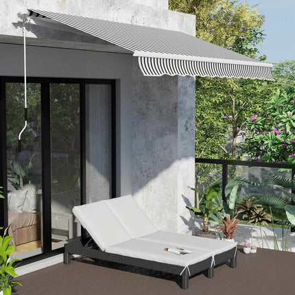Dvojité lehátko pro 2 osoby, nastavitelná opěrka zad, šedý ratan