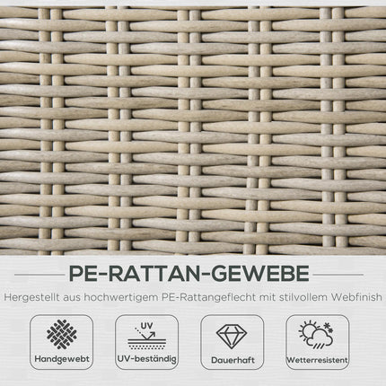 Zahradní lounge sestava z polyratanu pro 4 s podsedáky, khaki béžová