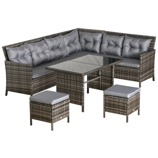 Šedý polyratanový venkovní lounge set s polštáři