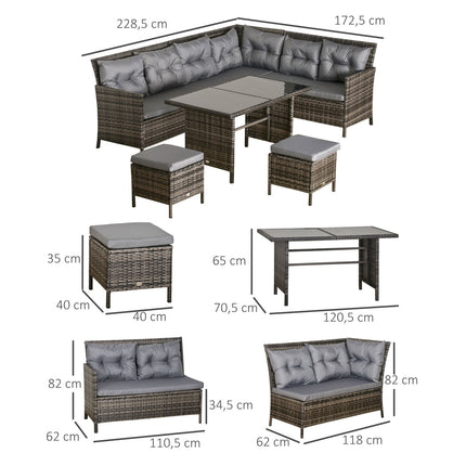 Šedý polyratanový venkovní lounge set s polštáři