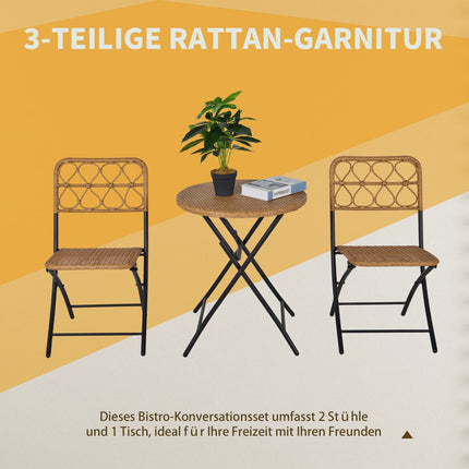 Bistro sestava z polyratanu pro 2 osoby, skládací venkovní nábytek