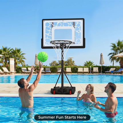 Pool Basketball Hoop with LED Lights, Adjustable Rim, Black