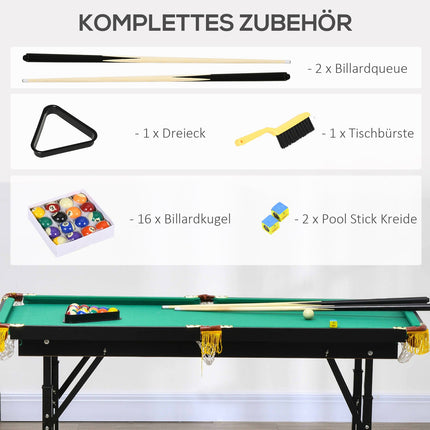 Folding 4.6ft Green Pool Table Set for Adults and Youth