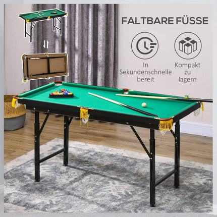 Folding 4.6ft Green Pool Table Set for Adults and Youth